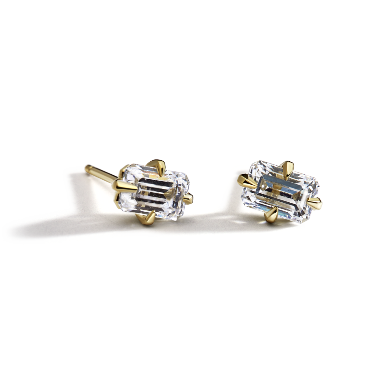 14K Yellow Gold Emerald Studs