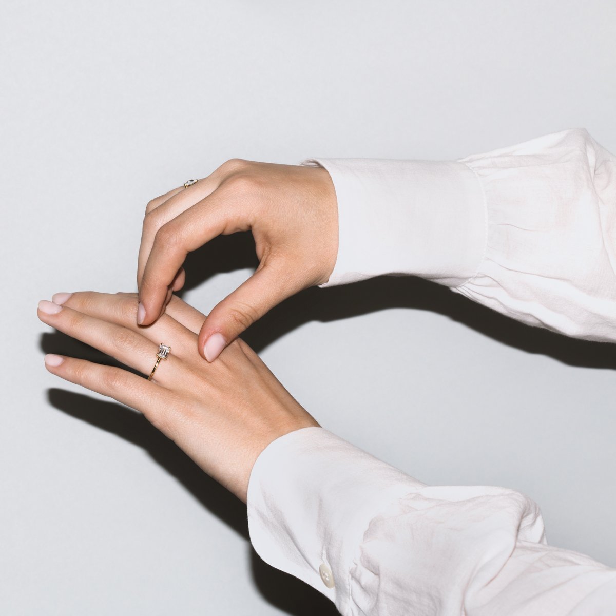 Emerald Engagement Ring East West