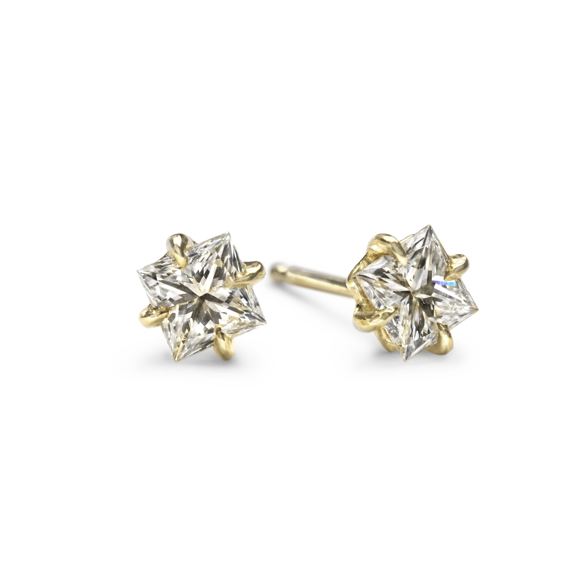 14K Yellow Gold Princess Studs